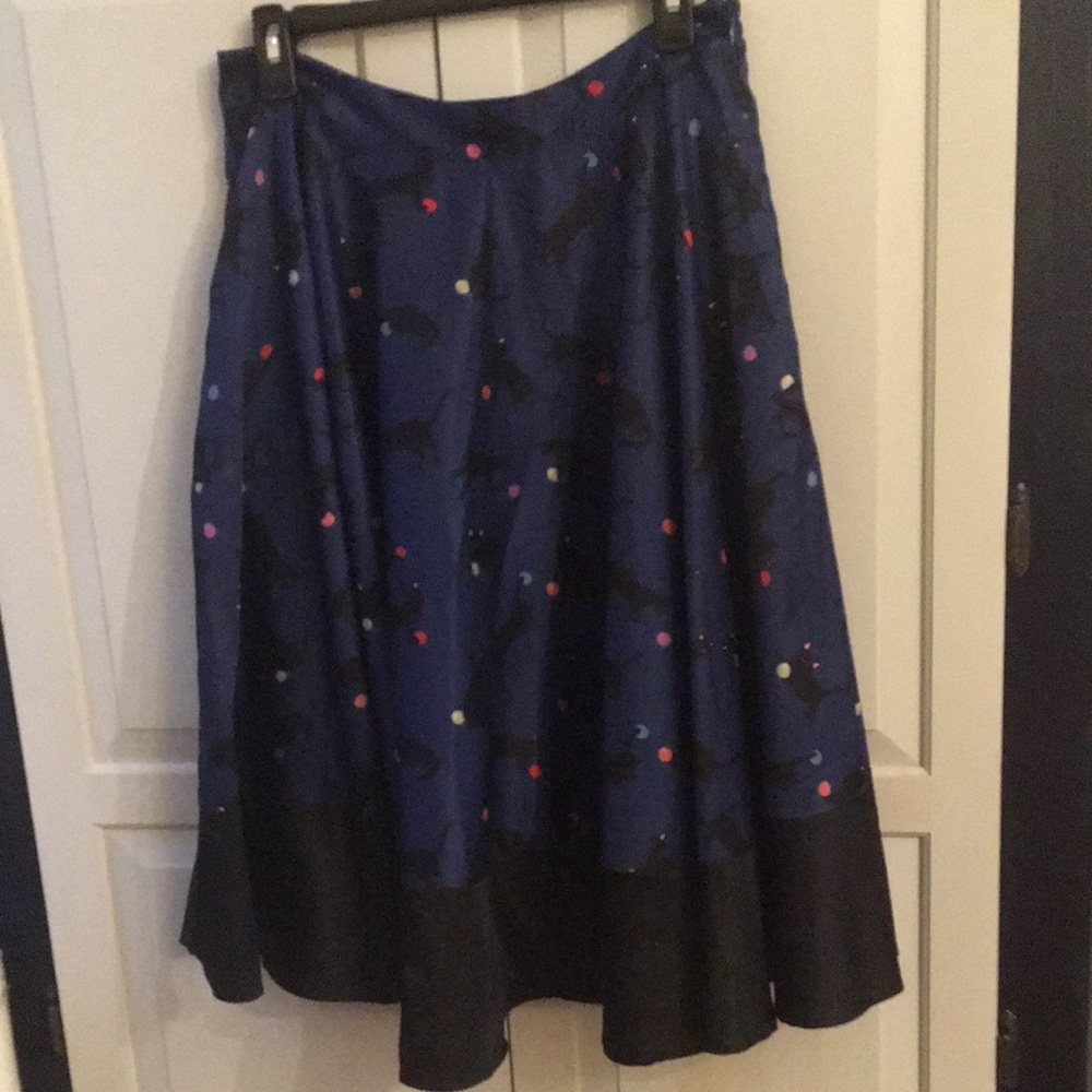 Lindy Bop Circle Skirt Blue Cat Print Pockets